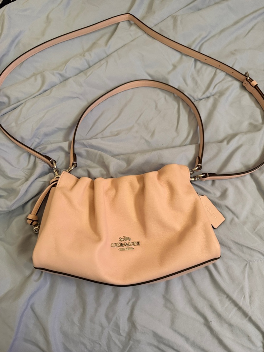 Coach Pebbled Leather Shoulder Bag in Blush Pink